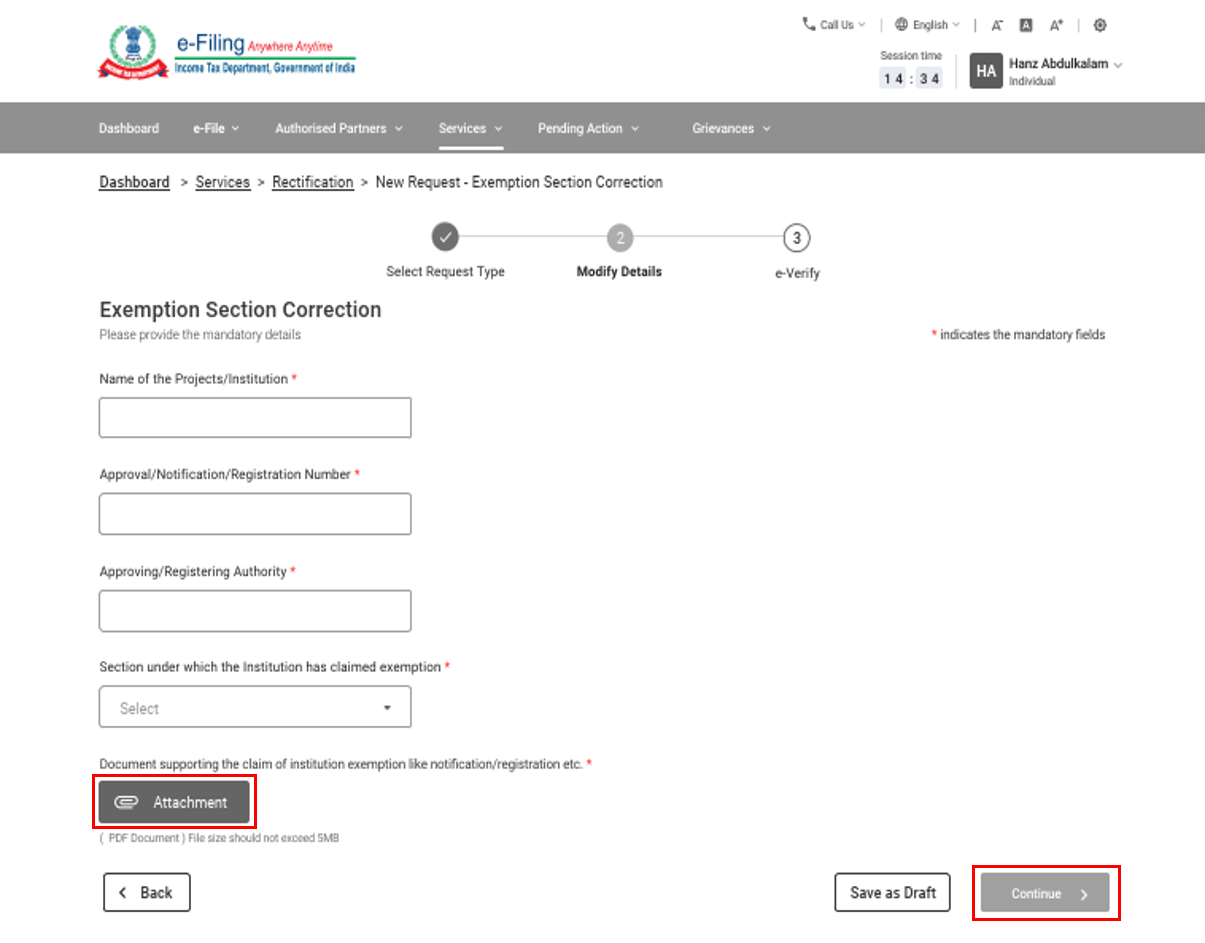 Raise Rectification Request User Manual Tax Department